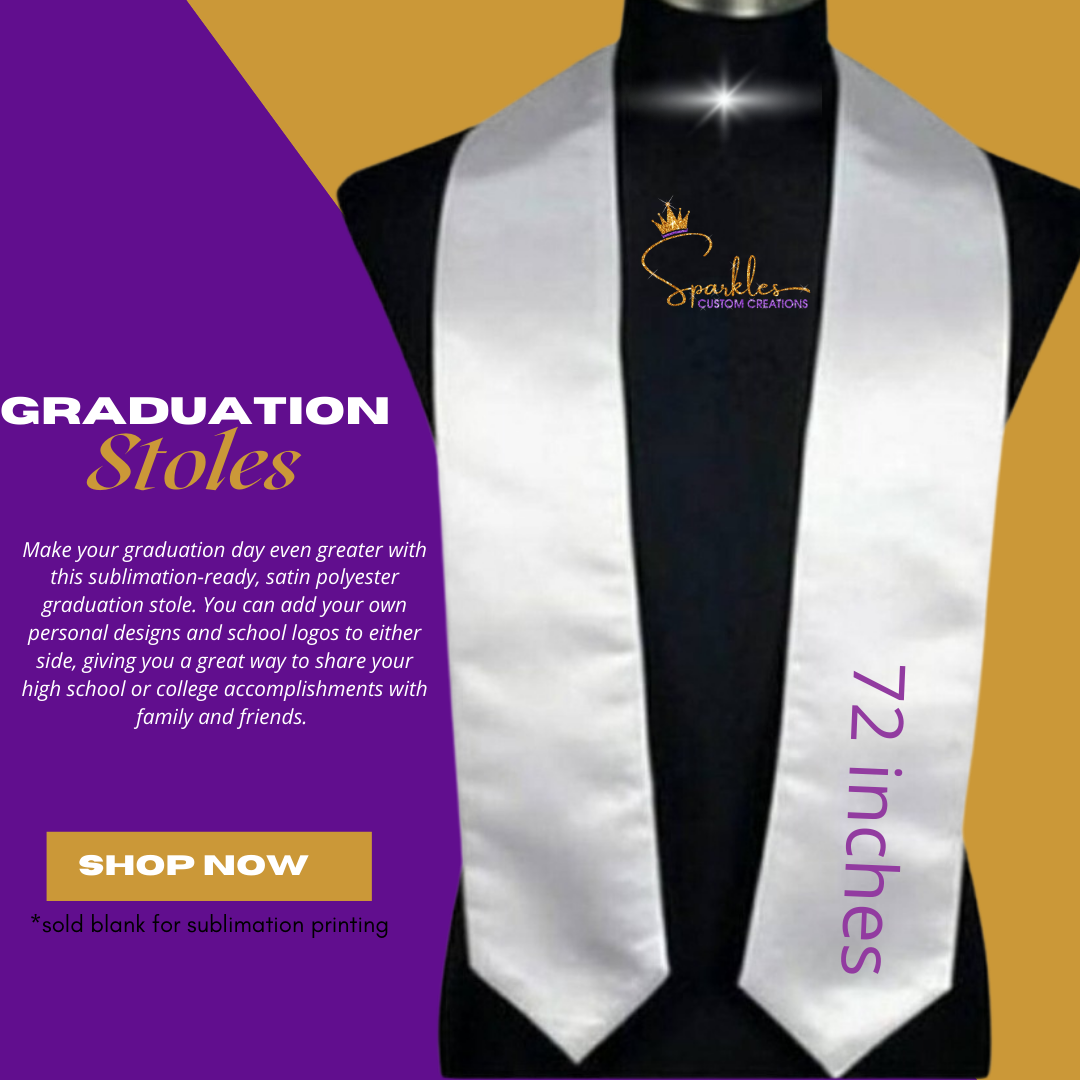 White Satin Sublimation Graduation Stoles Blanks