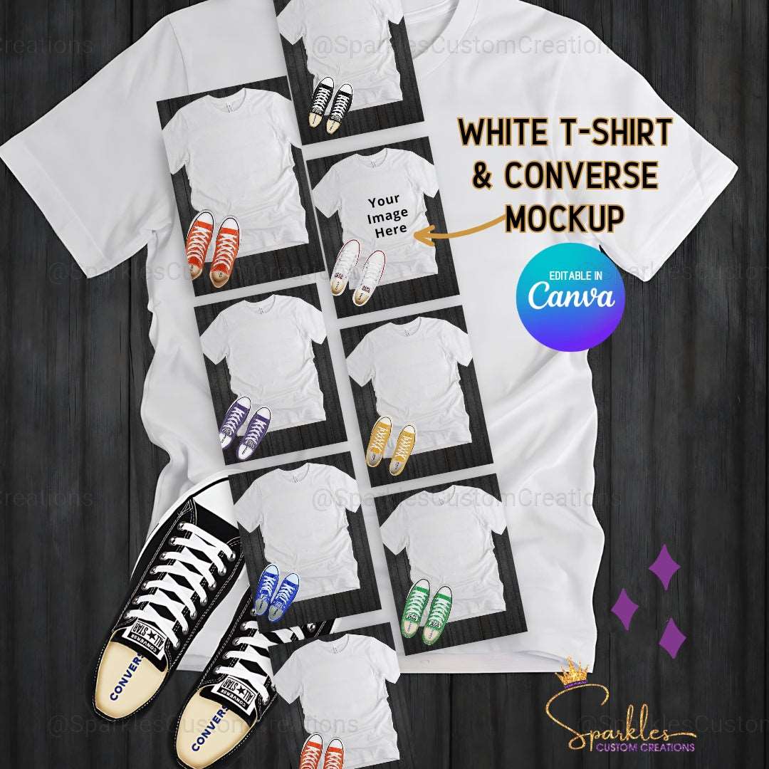 White T-shirt / Converse Mock up