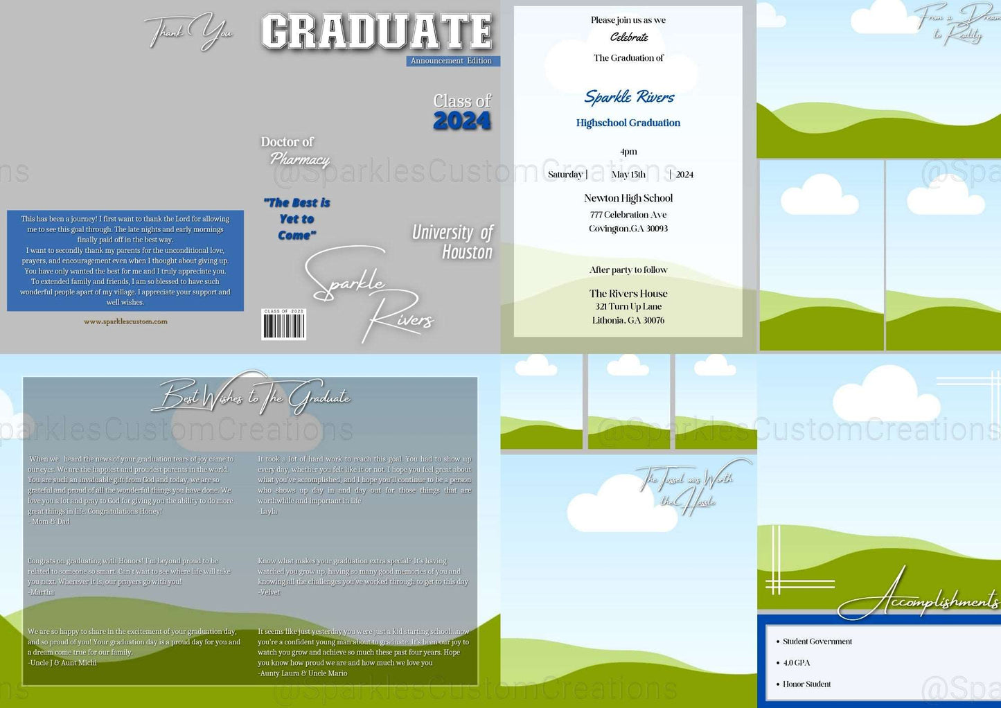 Graduate's Keepsake" - Customizable Photo Magazine Template in Canva for Any Graduation